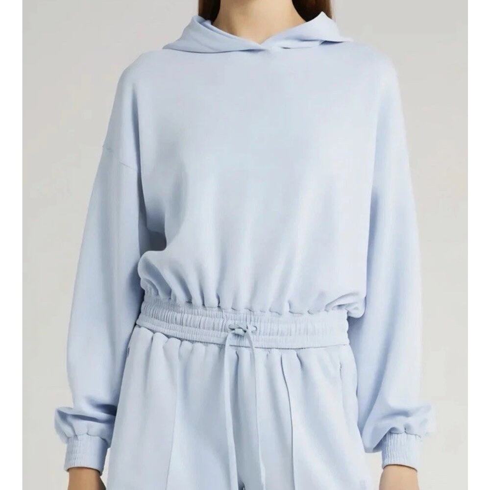 Sweaty Betty Sand Wash Coud Weight Crop Hoodie Breeze Blue Women’s Size Large